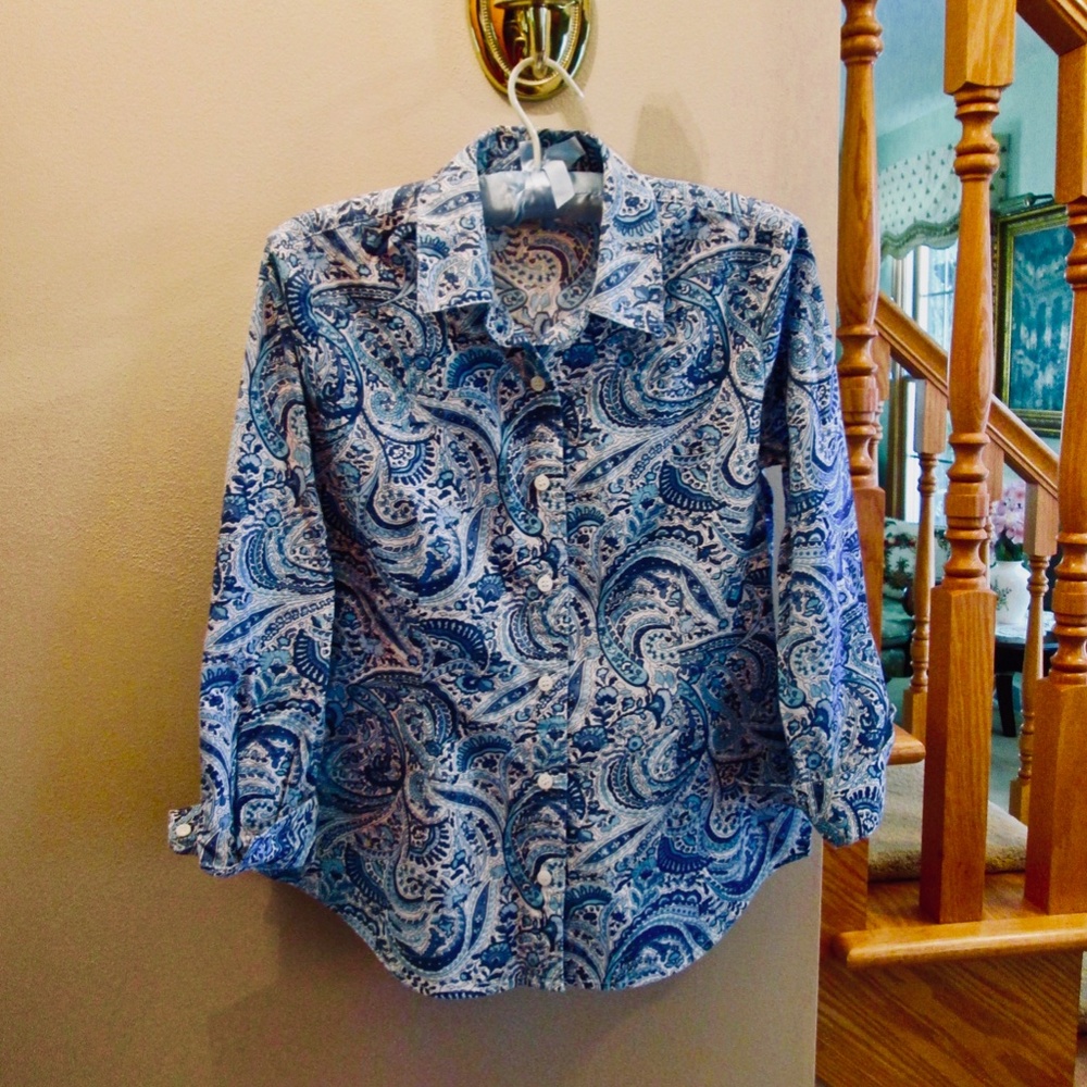 Appleseed's Shades of Blue Paisley Blouse